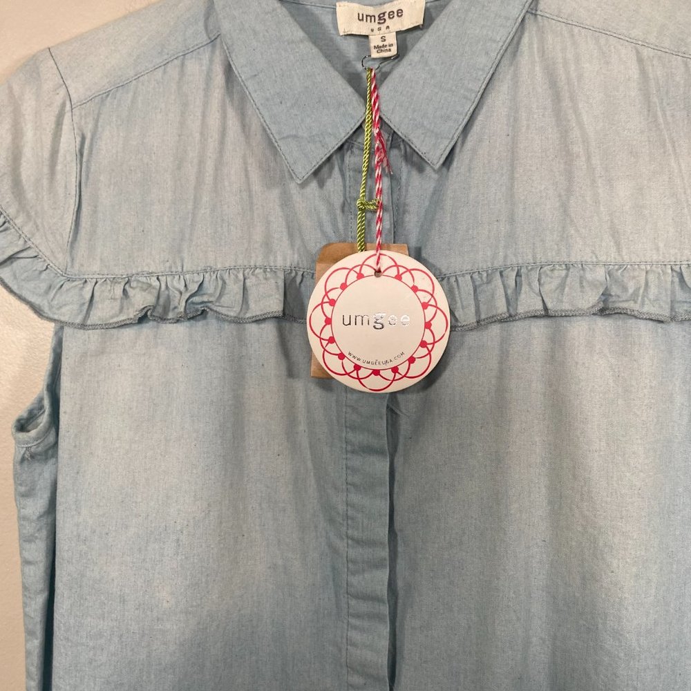 NWT Umgee Denim Button Down Shirt - Picture 2 of 4